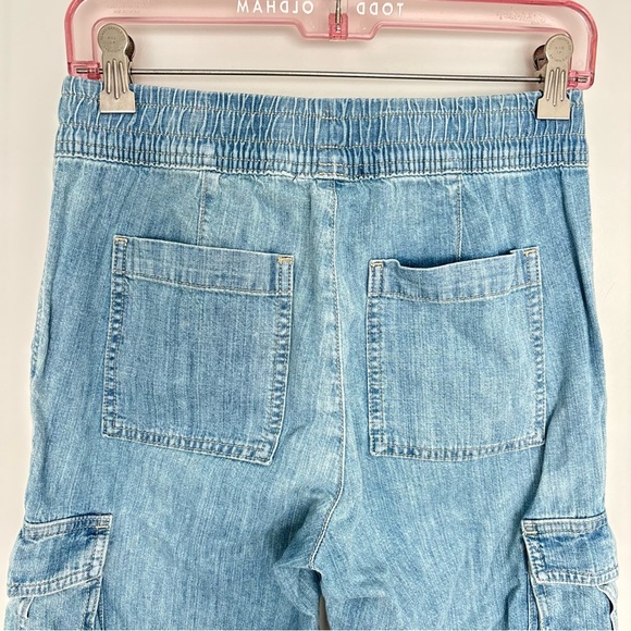 JAMES PERSE Washed Denim Cargo Pant Blue Jeans - Bleach Wash Size 0 (XS) - Picture 10 of 16